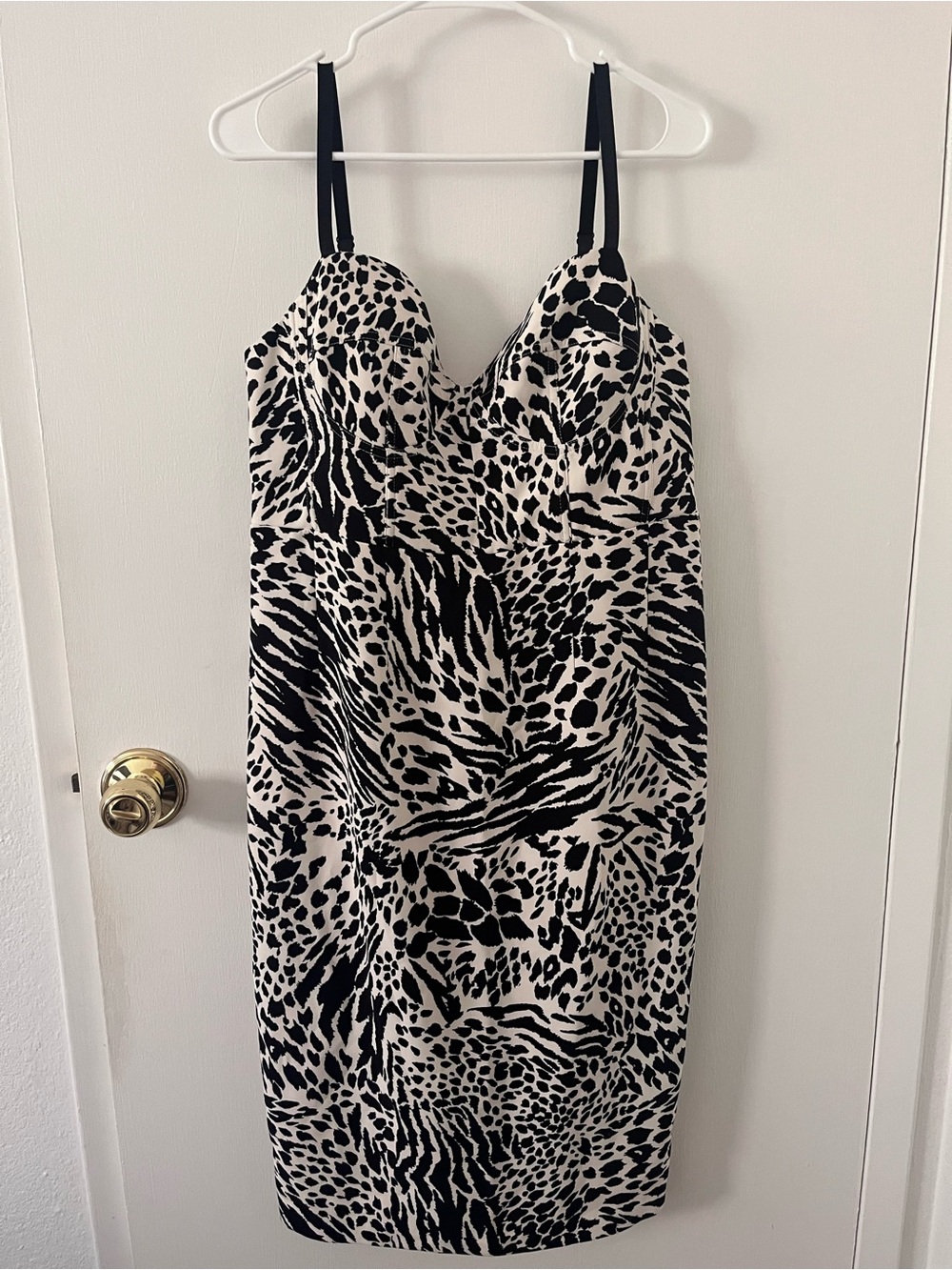 Sergio Hudson X Target Size Animal Print Bustier Midi Dress Black Ivory Large